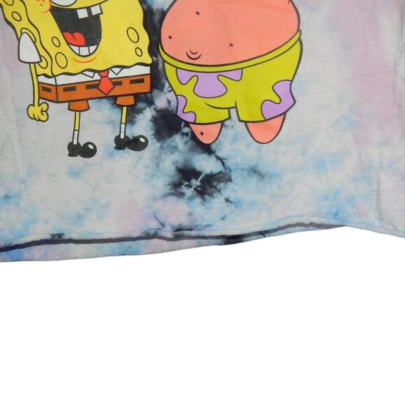 NICKELODEON Spongebob women's junior's medium tie-dye cropped graphic t-shirt - Picture 3 of 7